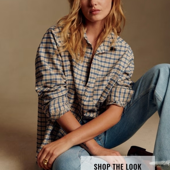 Sezane Tops - Plaid Button-Up Shirt